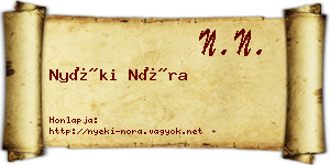 Nyéki Nóra névjegykártya